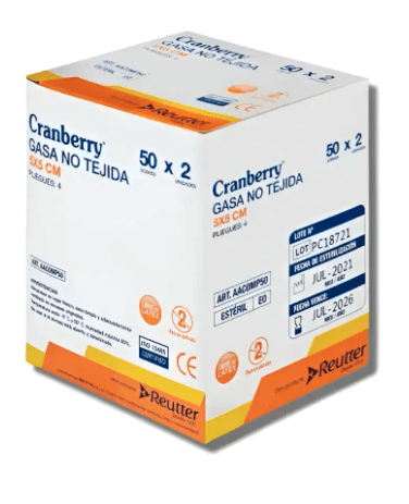 Gasa no tejida esteril 5x5cm Cranberry1