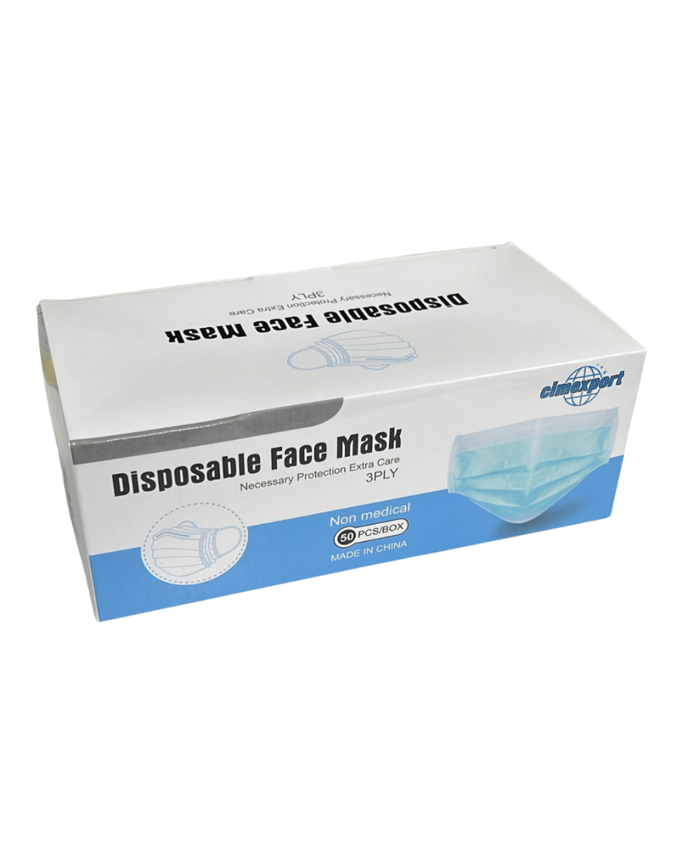 Mascarilla 3 pliegues celeste 50u/caja1