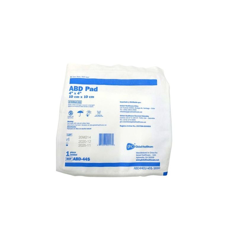 Aposito Absorbente Esteril ABD PAD 10cm x 10cm cj/50 unid - tubotiquin.cl