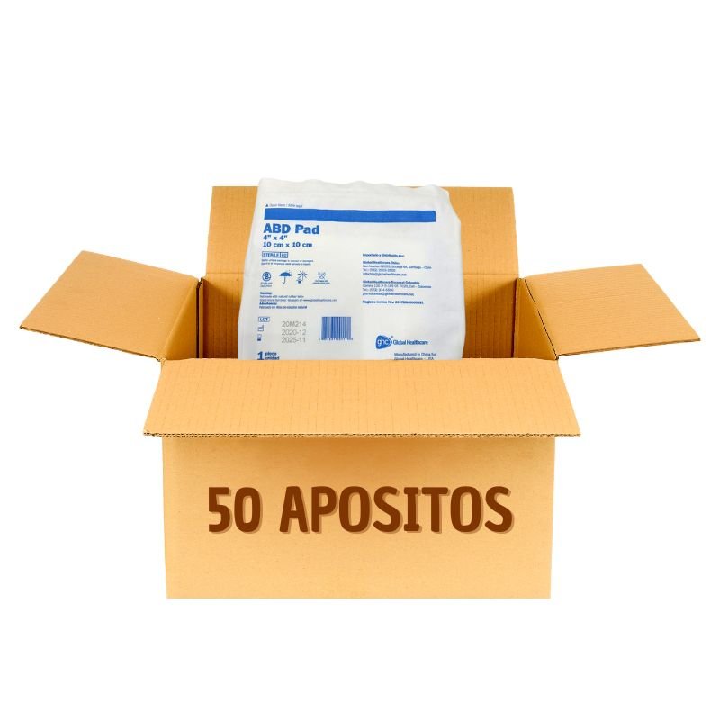 Aposito Absorbente Esteril ABD PAD 10cm x 10cm cj/50 unid - tubotiquin.cl