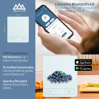 Báscula nutricional inteligente con 4 sensores de alta precisión para pesar alimentos