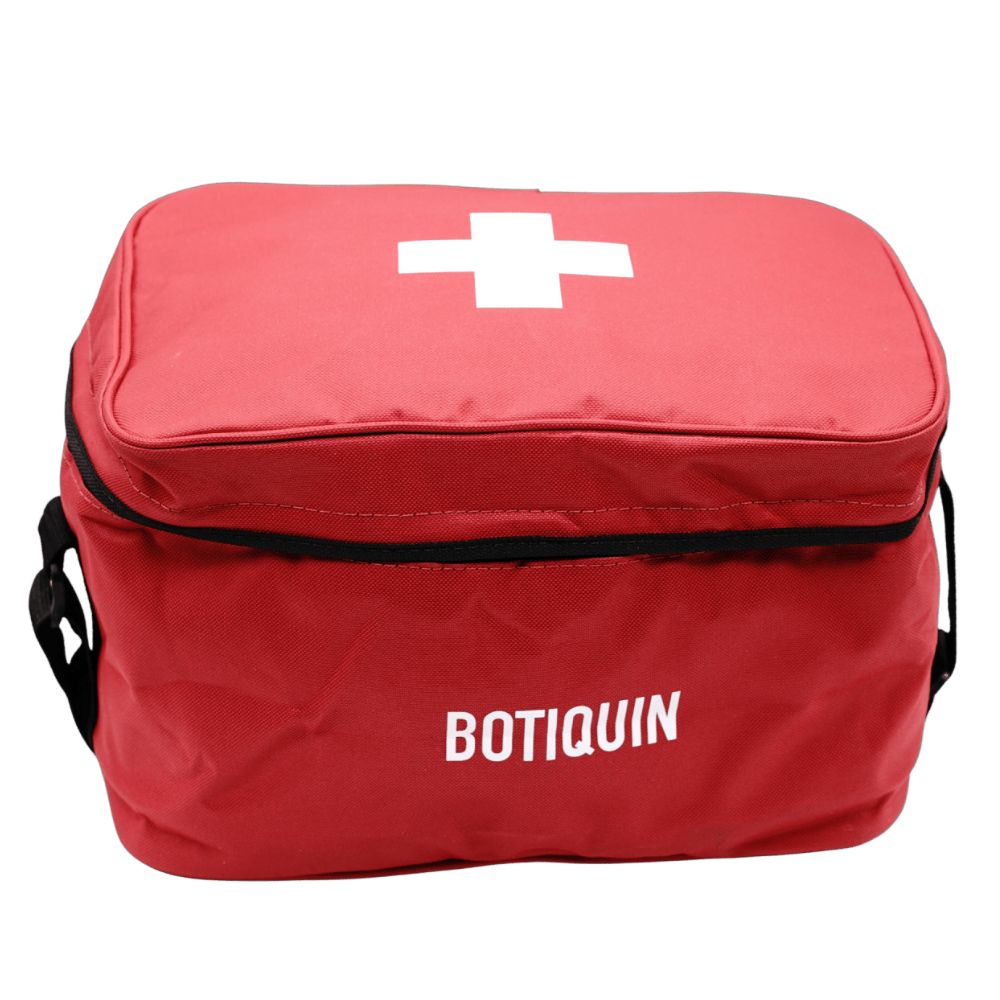 Botiquín industrial minero Los Bronces — bolso rojo cruz blanca DS 594 faena