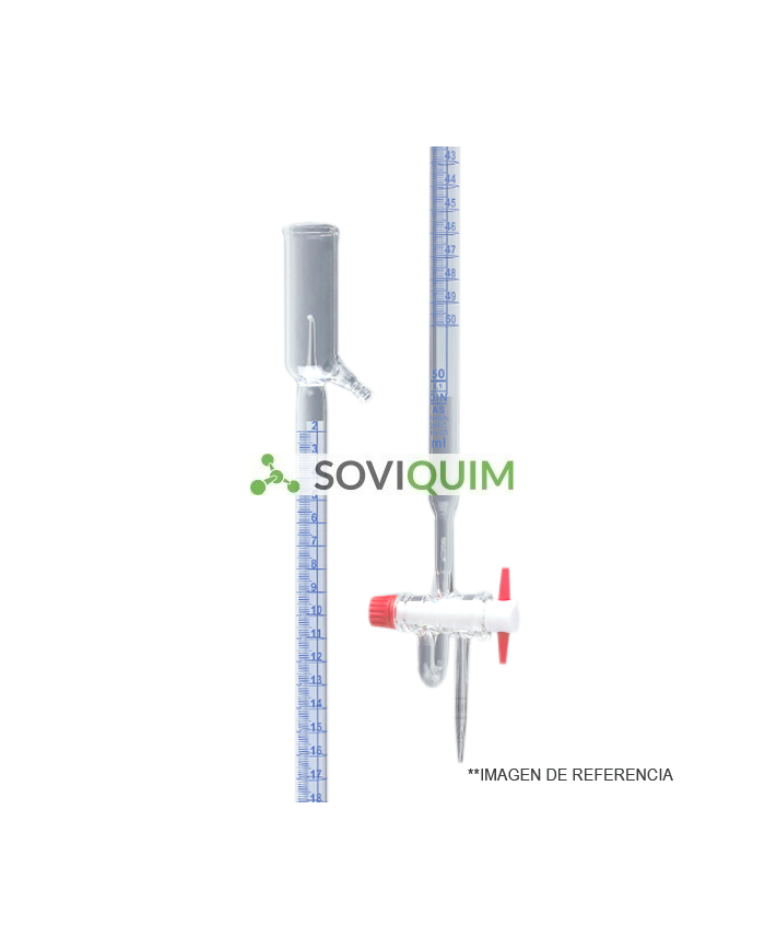 Bureta recta Dafert 50:0.1 ml llave PTFE