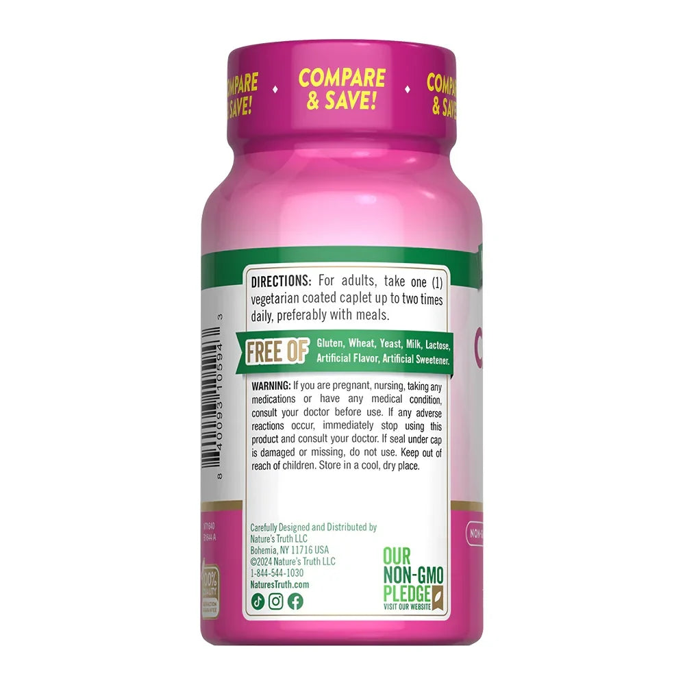 Instrucciones de uso Calcio 600mg Nature's Truth - 1 cápsula hasta 2 veces al día Non-GMO