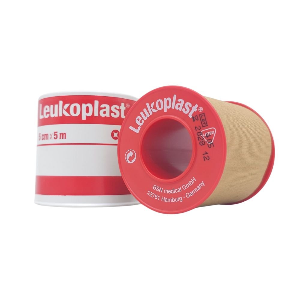 Leukoplast 5cm x 5m beige rollo carrete tela adhesiva BSN Medical Alemania cinta médica profesional