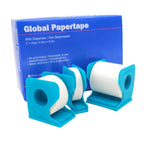Cinta microporosa blanca con dispensador Global Papertape GHC — rollos 1,25 cm 2,5 cm y 5 cm hipoalergénica