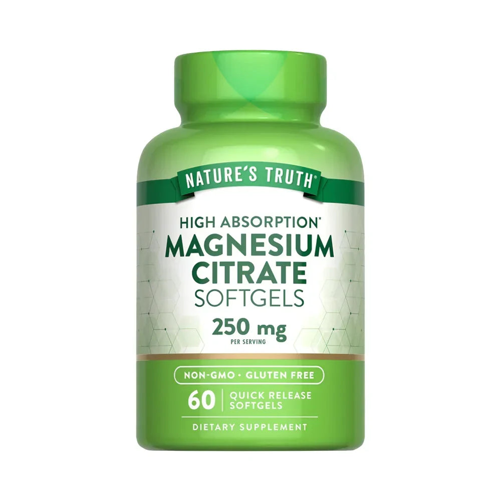 Citrato de Magnesio 250mg Nature's Truth - 60 softgels High Absorption Non-GMO sin gluten digestión energía Chile
