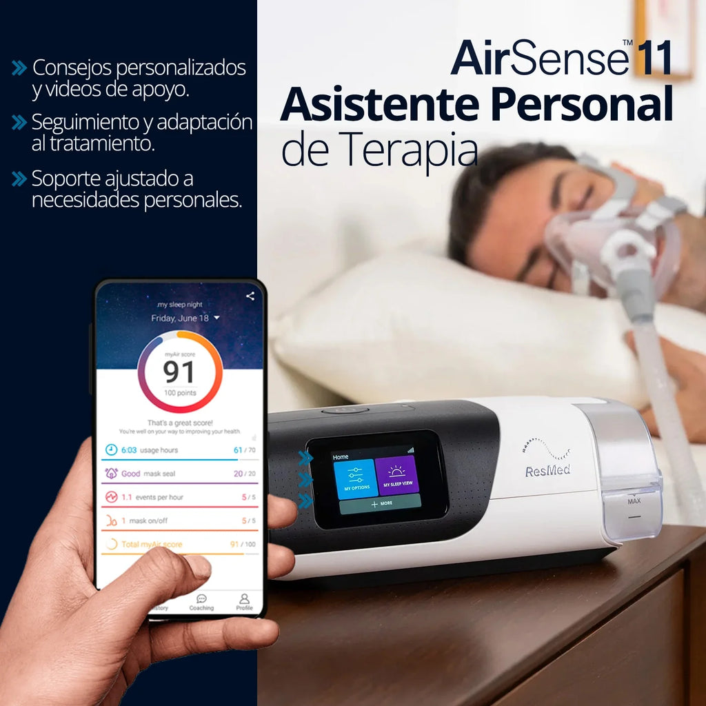Tecnología AutoSet (asistente personal) del CPAP Automático ResMed AirSense 11 para ajuste automático de presión
