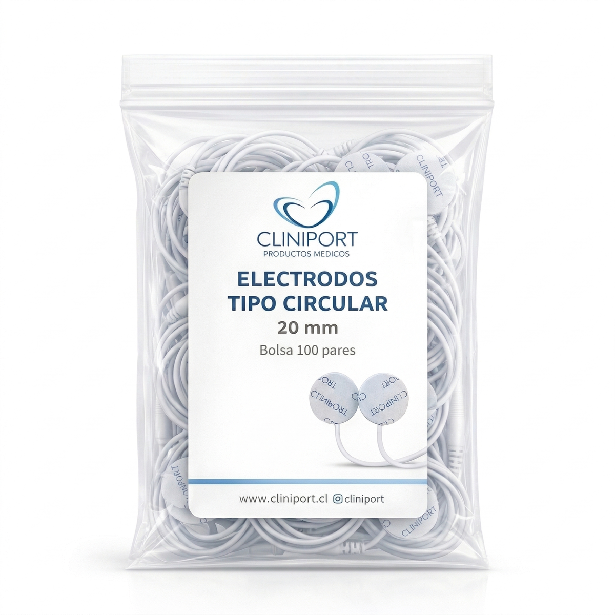 Electrodo de Superficie Circular 20mm | Formato Pack Clínico