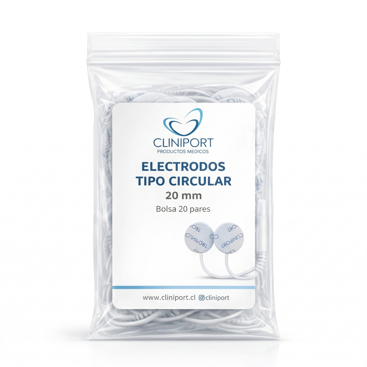 Electrodo de Superficie Circular 20mm | Formato Pack Clínico