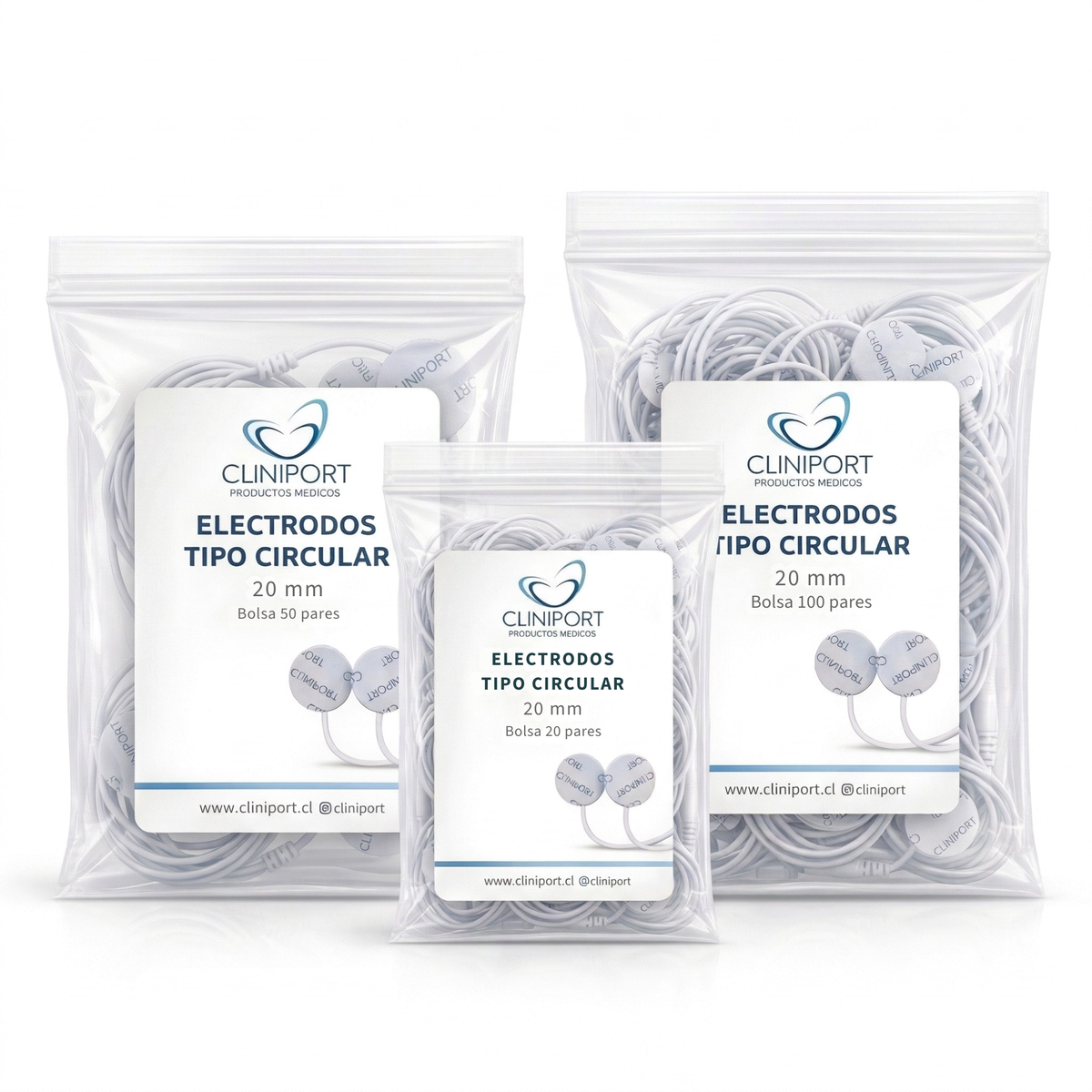 Electrodo de Superficie Circular 20mm | Formato Pack Clínico