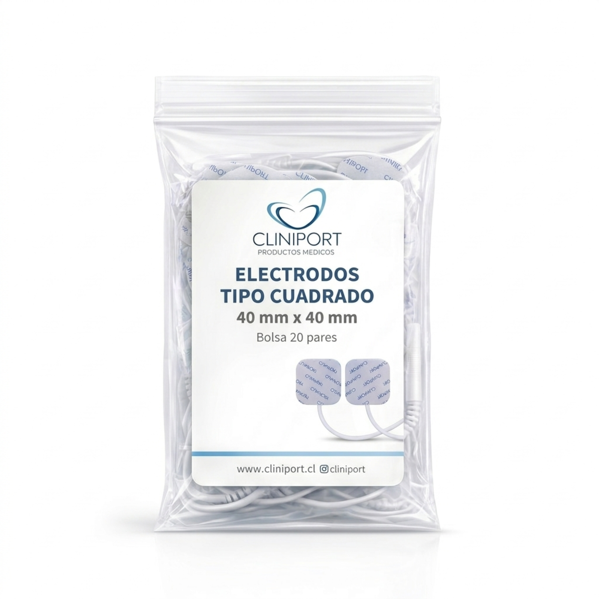 Electrodo de Superficie Cuadrado 40 mm x 40 mm | Formato Pack Clínico