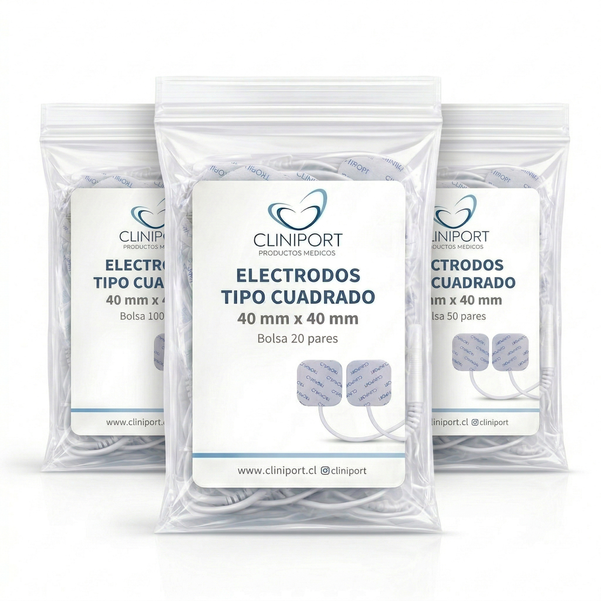 Electrodo de Superficie Cuadrado 40 mm x 40 mm | Formato Pack Clínico