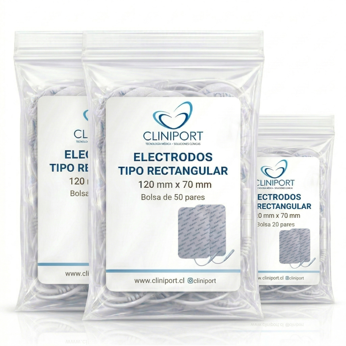 Electrodo de Superficie Rectangular 120mm x 70mm | Formato Pack Clínico