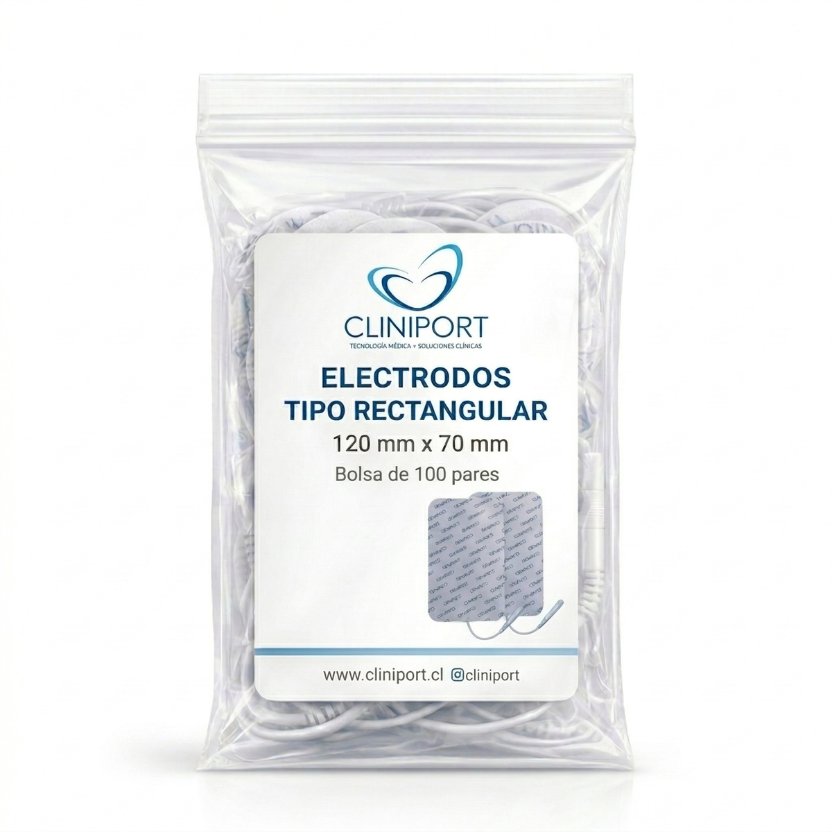 Electrodo de Superficie Rectangular 120mm x 70mm | Formato Pack Clínico
