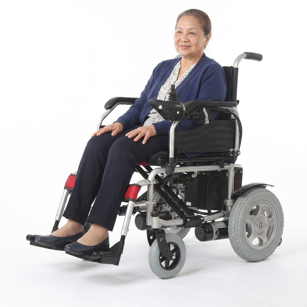 Persona usando silla de ruedas eléctrica