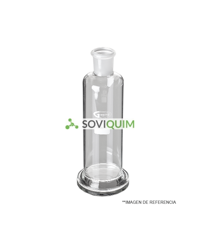 Frasco lavador de gases 250 ml. NS 29/32. 55 mm diam x 200 mm alto. c/pie