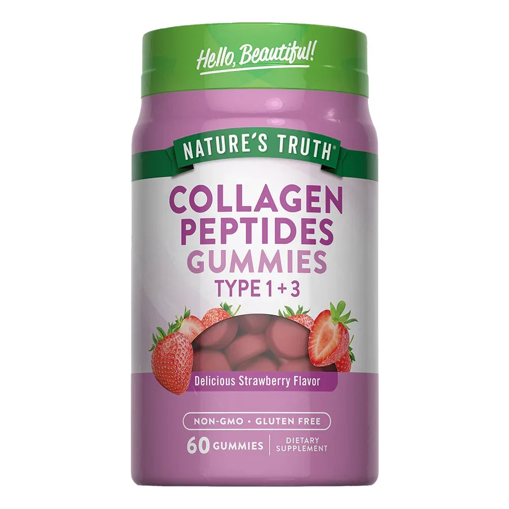 Gomitas Colágeno Tipo I & III Nature's Truth - 60 gomitas sabor fresa Hello Beautiful piel cabello uñas Chile