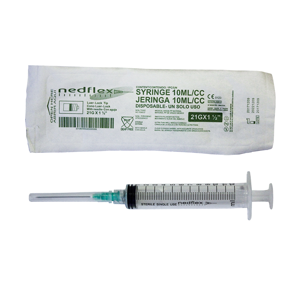 Jeringa 10 cc con aguja 21G X 1 ½" Nedflex