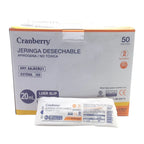 Jeringa 20 ml Luer Slip 21G x 1½ Cranberry caja 50 unidades con empaque individual