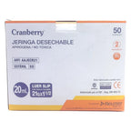 Jeringa 20 ml Luer Slip 21G x 1½ Cranberry caja 50 unidades