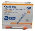 Jeringa Insulina 1ml 100UI 29G x 8mm Aguja Larga Cranberry Diabetes Tejido Profundo Inyección Subcutánea Estéril Caja 50 - tubotiquin.cl