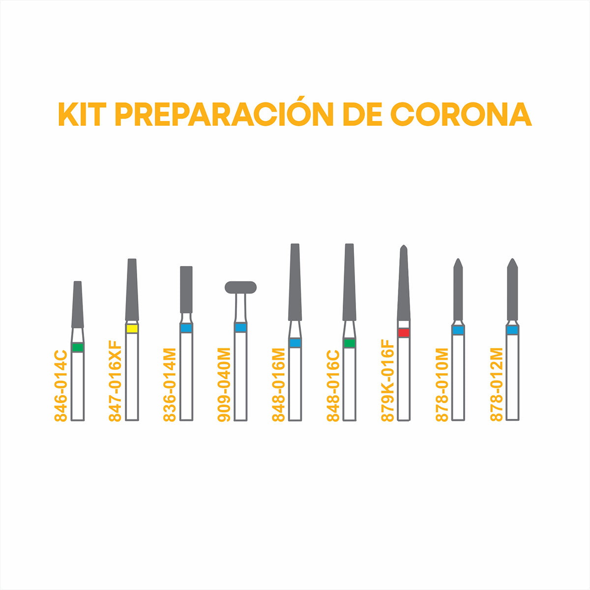 KIT DE FRESAS PARA PREPARACION DE CORONAS SKYDENT