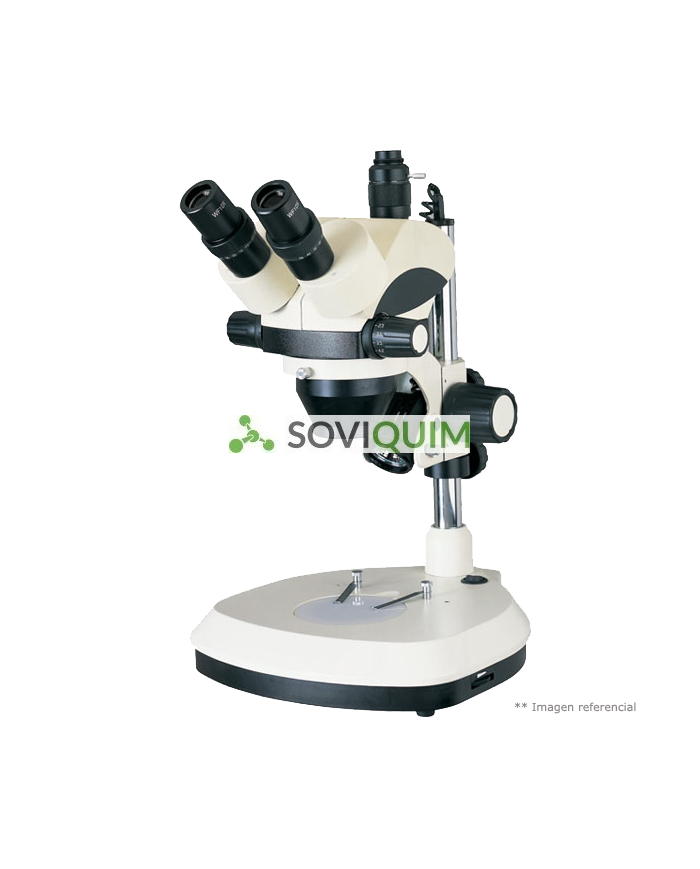 Lupa estereoscopica Luz incidente /Trasmitida, con ocular WF10x y objetivos 2x y 4x, LED
