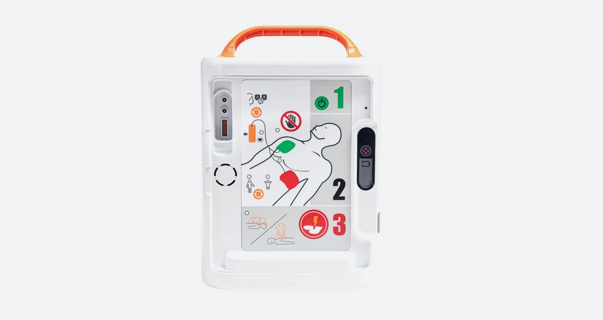 Desfibrilador DEA A16 (HeartON AED de Mediana), equipo esencial para el rescate en paro cardíaco súbito.