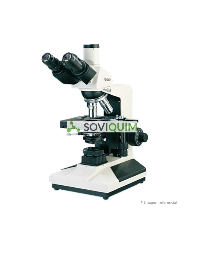 Microscopio Trinocular 30. Objetivo 4x.10x.40x.100x plan acromatico. oculares 10x/18 mm. 6V y 20W. Condensador Abbe