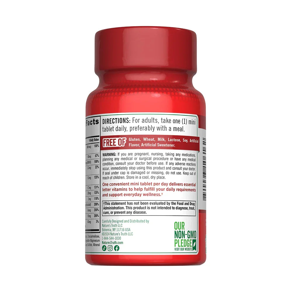 Instrucciones Multivitamínico One Daily - 1 mini tablet diaria con comida Free Of gluten Non-GMO Pledge