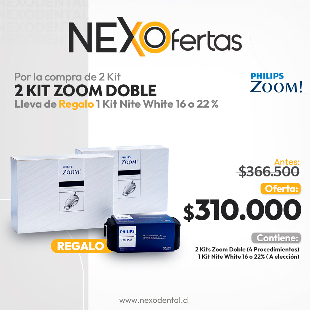 OFERTA 2 BLANQUEAMIENTO PHILIPS ZOOM 2 PROCEDIMIENTOS + 1 BLANQUEAMIENTO PHILIPS ZOOM NITE WHITE
