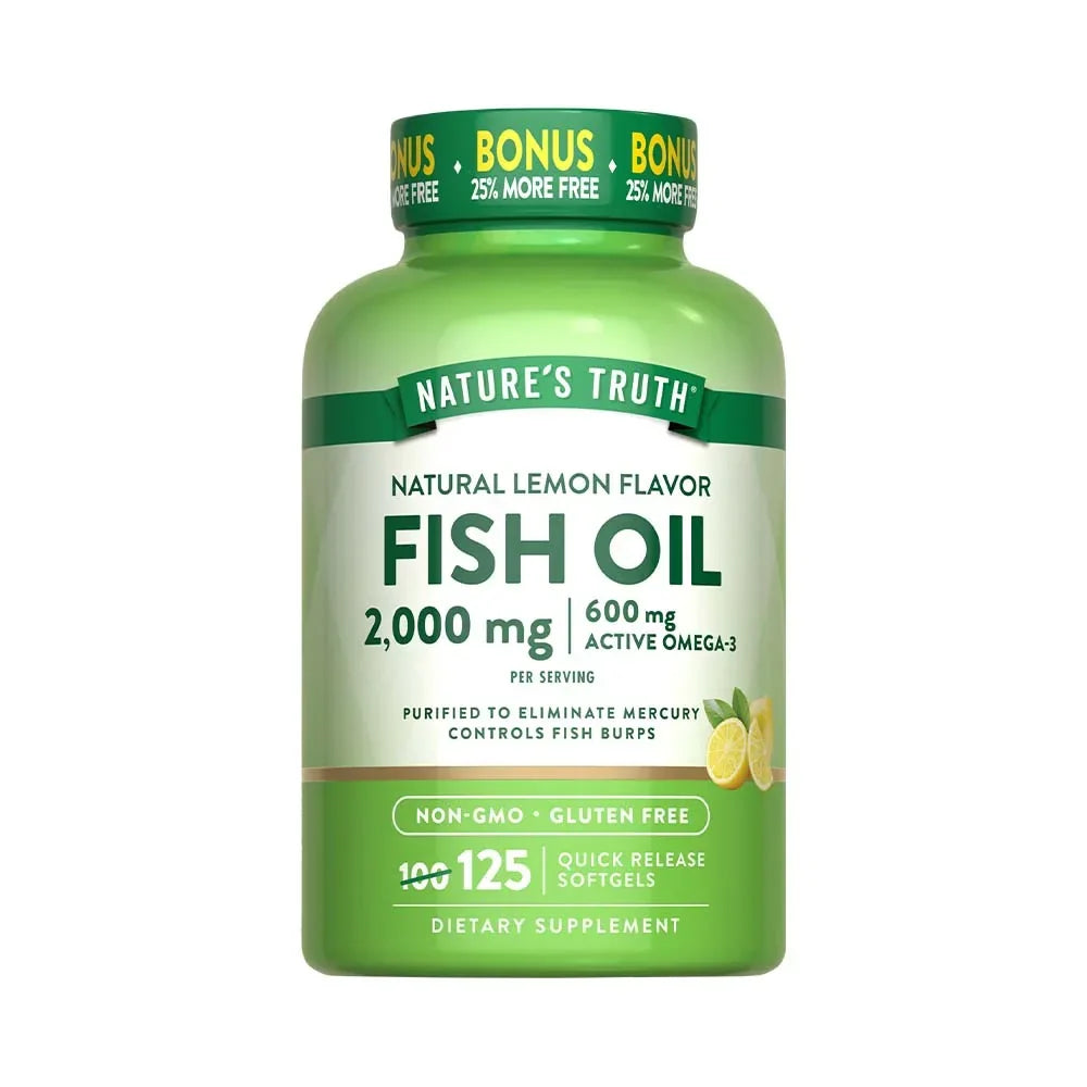 Omega-3 Fish Oil 2000mg Nature's Truth 125 softgels — EPA DHA purificado sin mercurio Chile