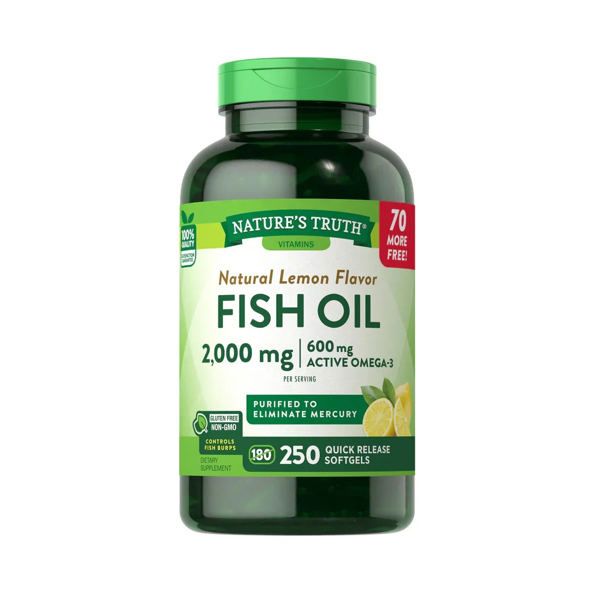 Omega-3 Fish Oil 2000mg Nature's Truth 250 softgels — 600mg EPA DHA salud cardiovascular Chile