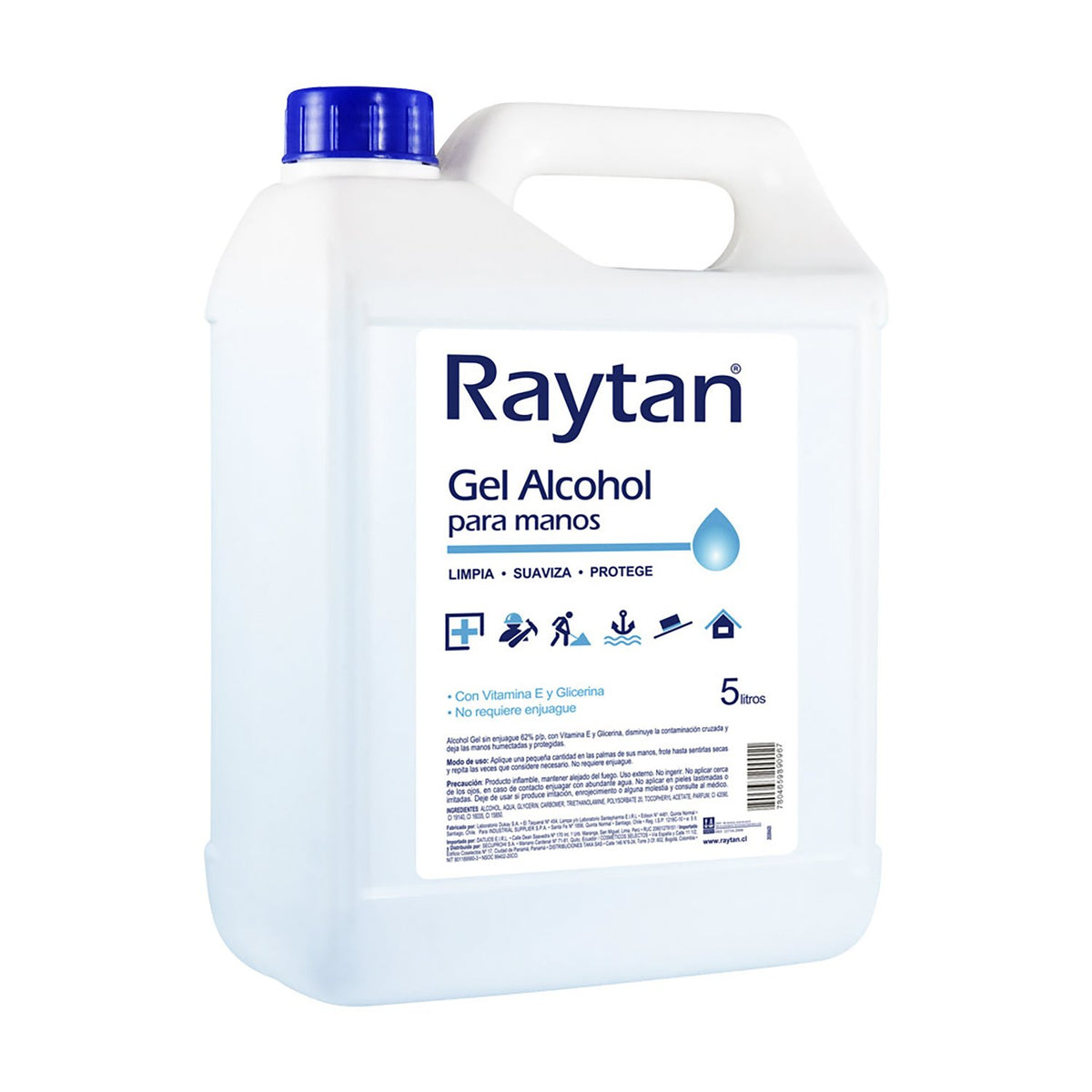 Alcohol Gel Raytan 70% Vitamina E con Glicerina 5 L - Imagen 1