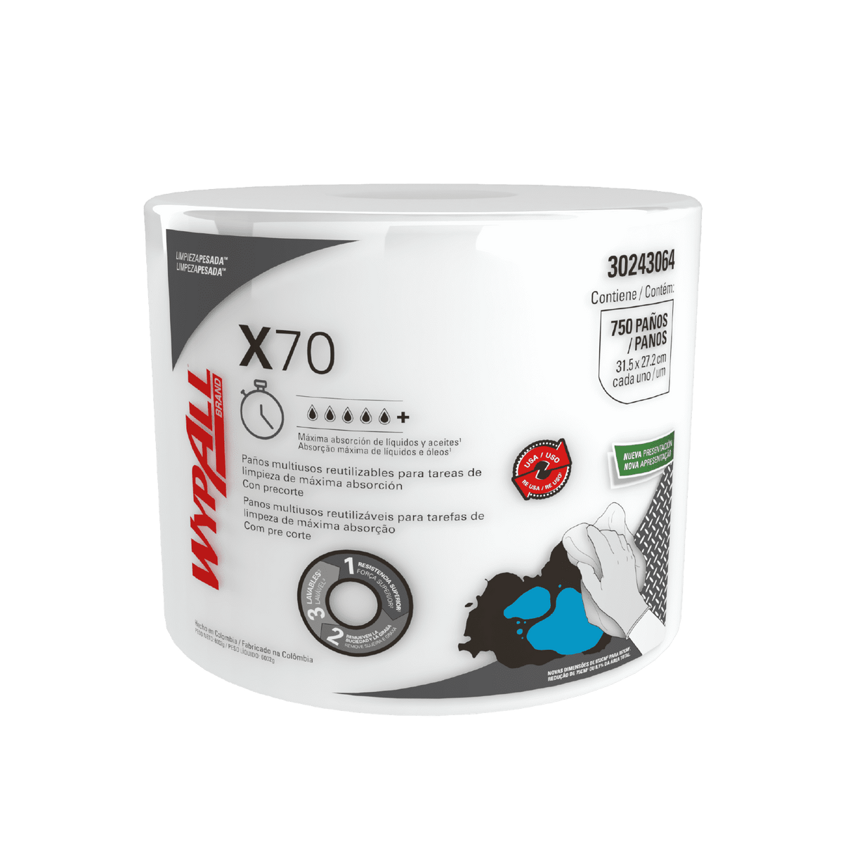 Paño de Limpieza Wypall Jumbo X-70 Rollo de 750 Unidades - Imagen 1