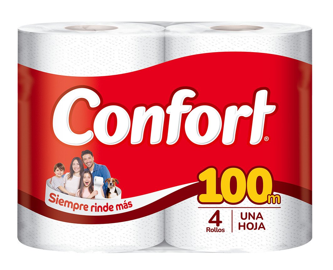 Papel Higiénico Confort Max Hoja Simple 4 Rollos 100 m - Imagen 1