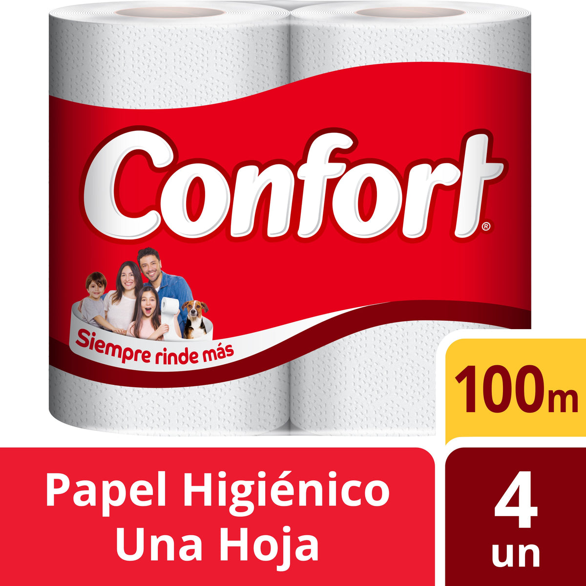 Papel Higiénico Confort Max Hoja Simple 4 Rollos 100 m - Imagen 2