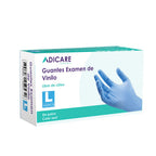 Guantes de Vinilo Adicare Examinación sin Polvo Talla L 100 Unidades Azul - Imagen 1