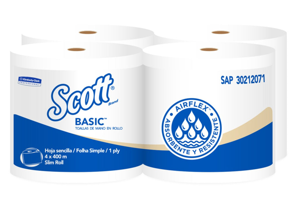 Toalla de Papel Scott Jumbo 4 Rollos 400 m Hoja Simple - Imagen 1