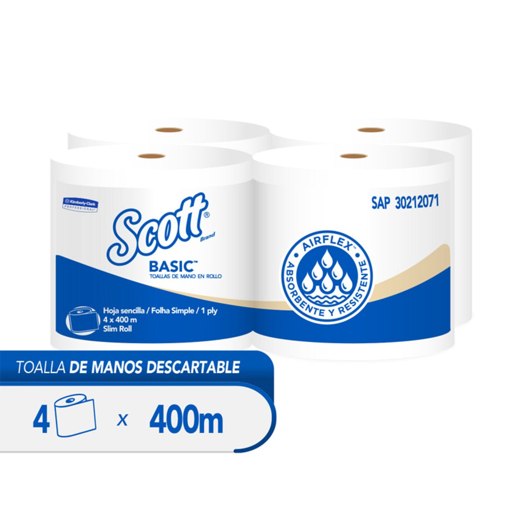 Toalla de Papel Scott Jumbo 4 Rollos 400 m Hoja Simple - Imagen 2