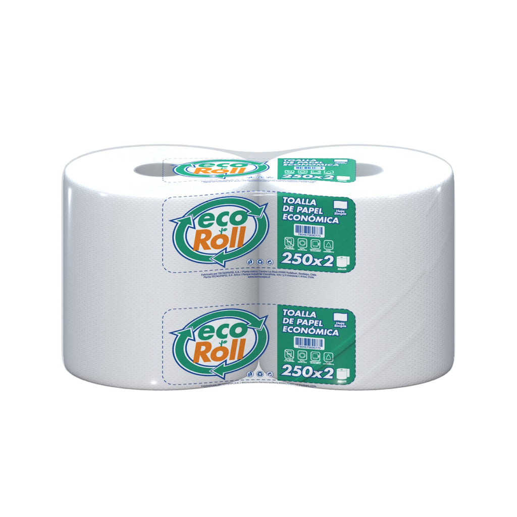Toalla de Papel Ecoroll Económica 2 Rollos 250 m Hoja Simple - Imagen 1