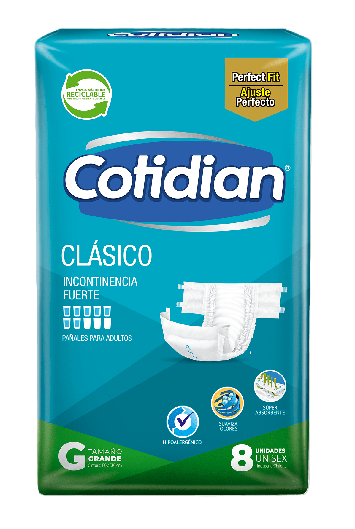 Pañal para Adulto Cotidian Clásico Grande 8 unidades - Imagen 1