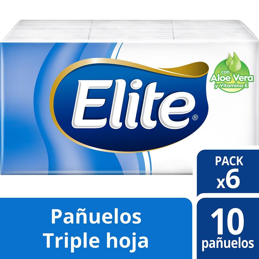 Pañuelo Facial Elite Aloe Vera 6 Paquetes 10 Hojas - Imagen 2