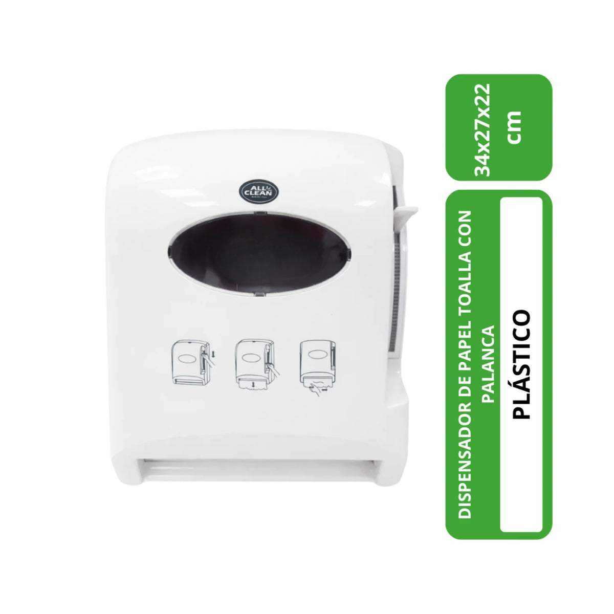 Dispensador de Toalla All Clean con Palanca 500 m Blanco - Imagen 2