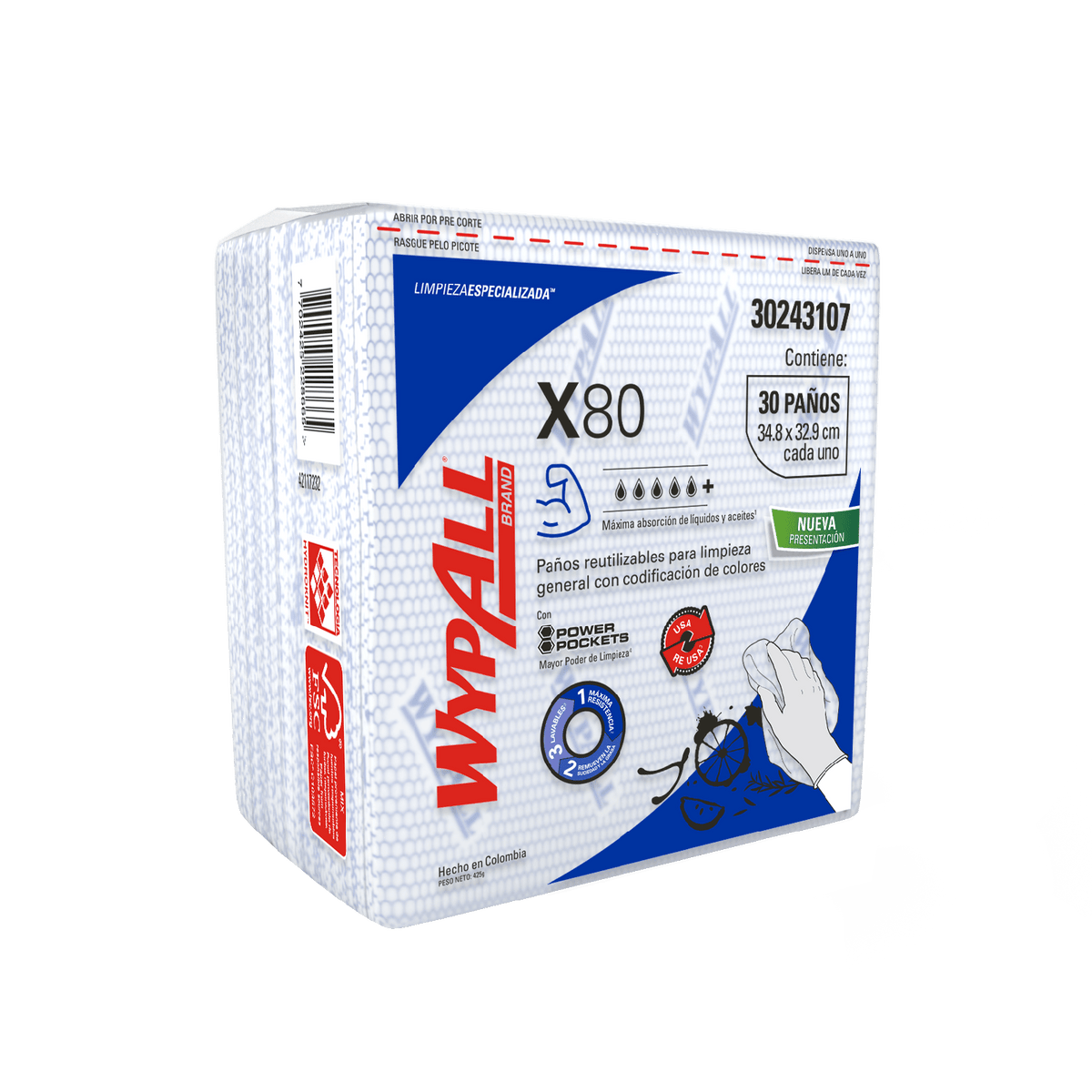 Paño de Limpieza Wypall X-80 Azul 30 Unidades - Imagen 1