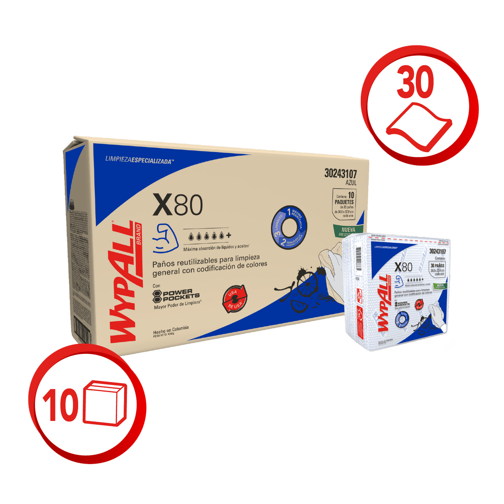 Paño de Limpieza Wypall X-80 Azul 30 Unidades - Imagen 2
