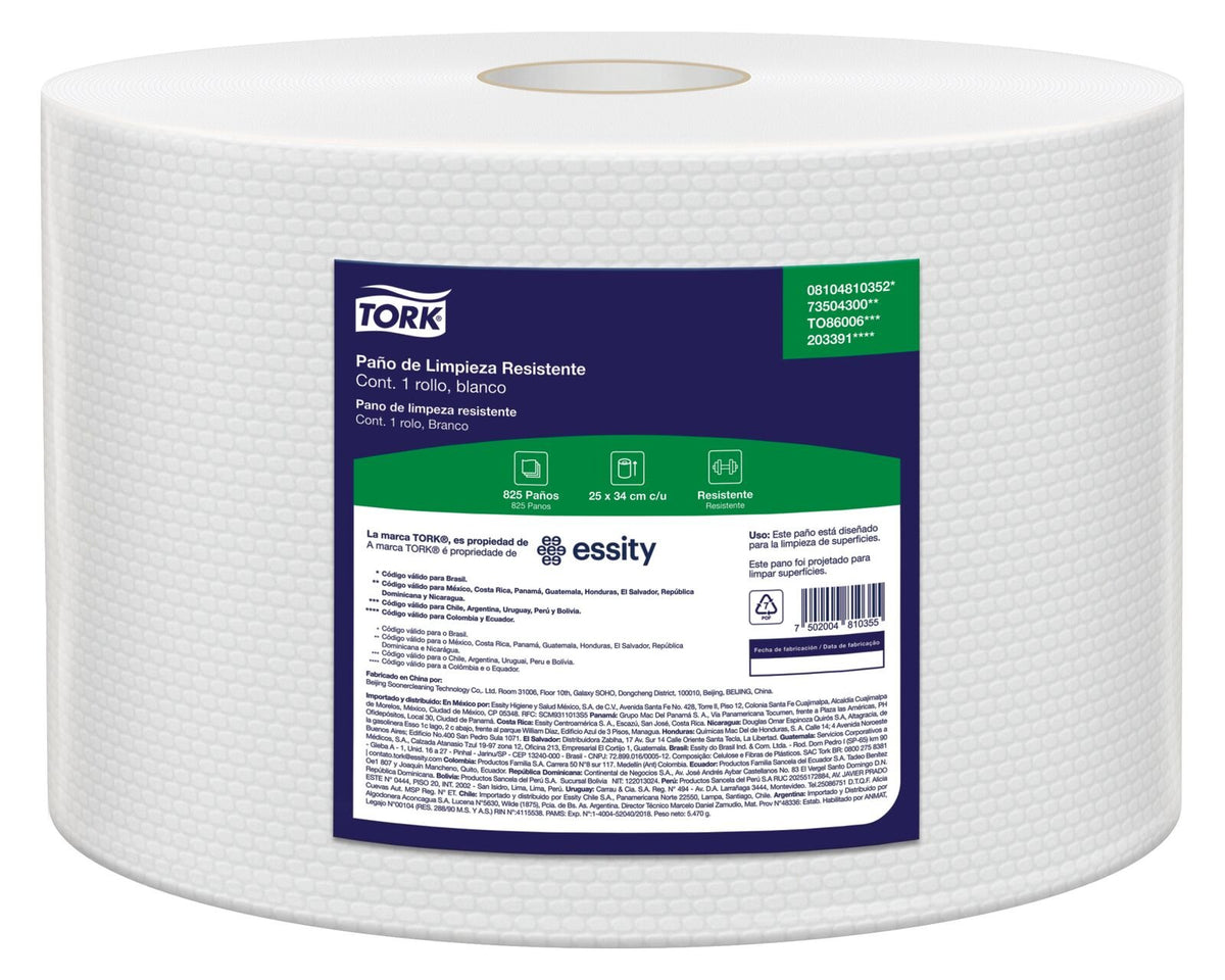 Paño de Limpieza Tork Resistente 23 x 34 cm Rollo de 825 Unidades - Imagen 1