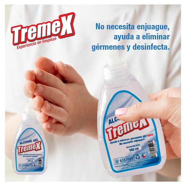 Alcohol gel Tremex 70% Sin Enjuage 360 ml - Imagen 4