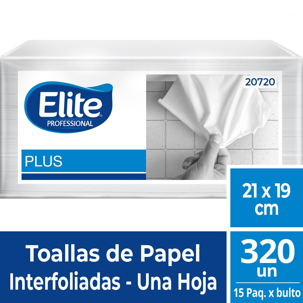 Toalla de Papel Elite Plus Interfoliada Hoja Simple 21x19 cm - Imagen 2